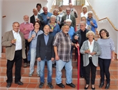 Gruppenbild der Teilnehmer des 50jährigen Jubiläumstreffen, mit dabei die Mitarbeiter der Hochschule, Fr. Monika Böhm und Hr. Stefan Österle